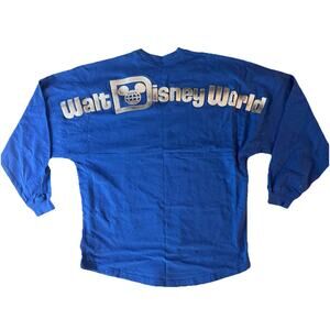 Walt Disney World Spirit Jersey Top Shirt Blue Sparkle Glitter S